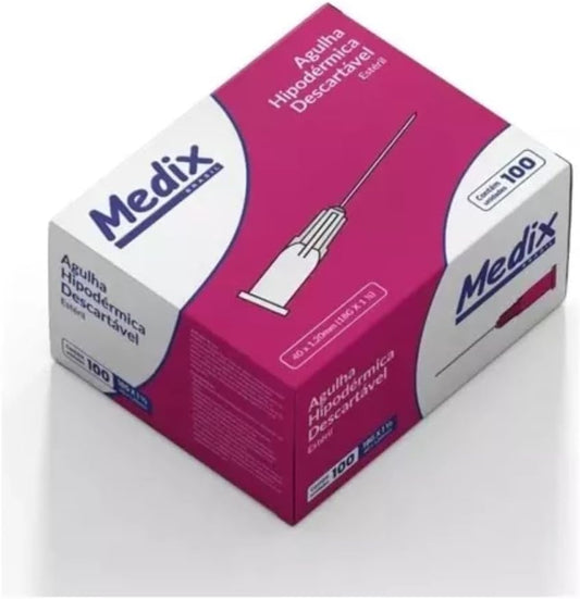 Agulha Descartável 40x12 (18g) Rosa - 100 Unidades