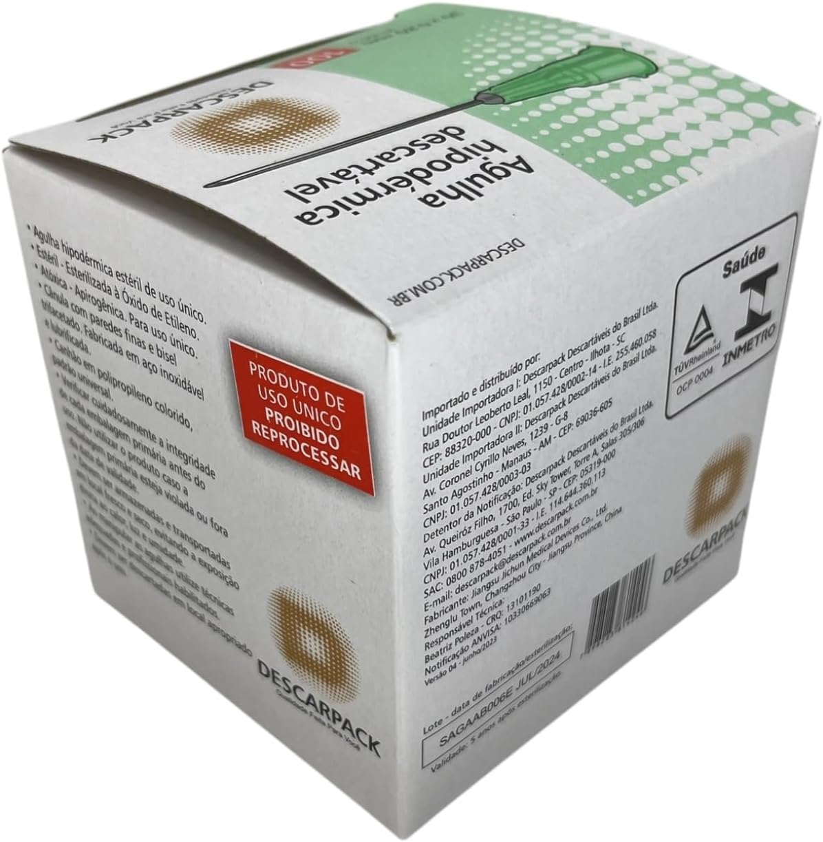 Agulha Descartável Hipodérmica - 30x8mm - DESCARPACK